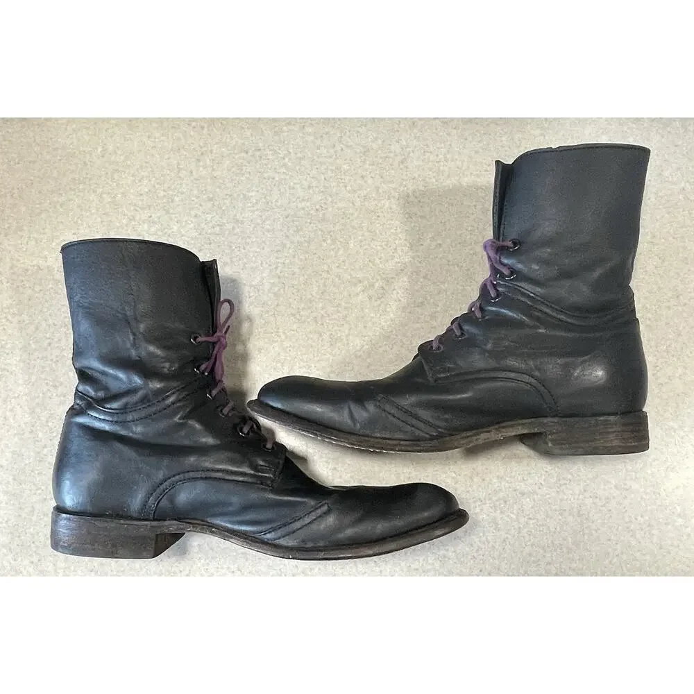 JD Fisk Black Leather Ankle Boots Men’s Size 10 Hipster Fashion Wear